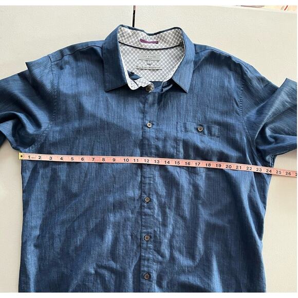 Ted Baker London Navy Blue Linen Cotton Blend Long Sleeve shirt Sz 7 (XXXL) $210 - Picture 11 of 15